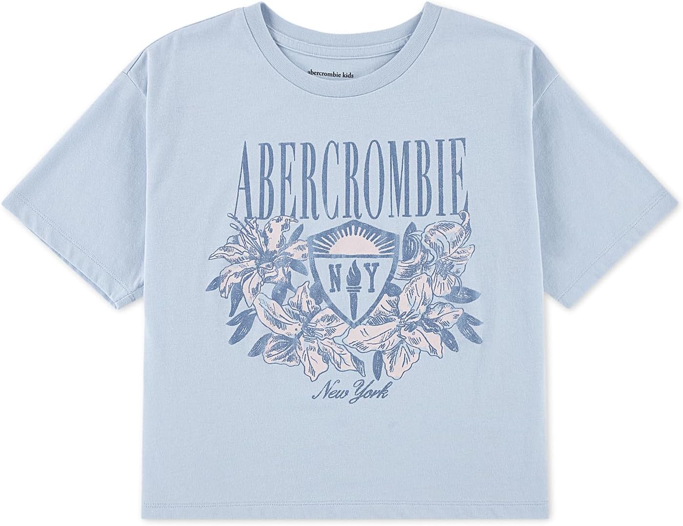 

Футболка abercrombie kids Floral NY Crest Tee, цвет Skyway