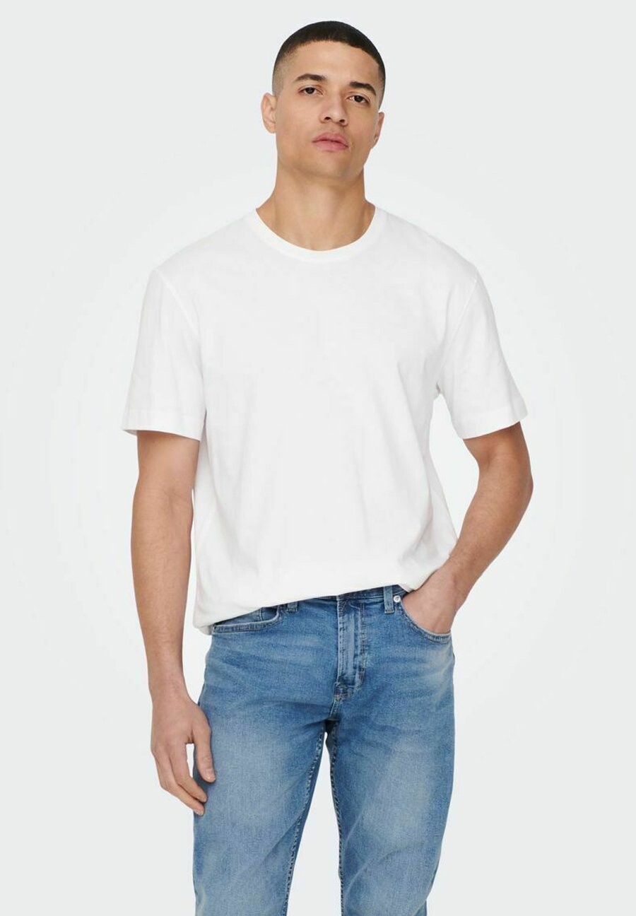 

Базовая футболка Only & Sons, белая, Белый;коричневый, Базовая футболка Only & Sons, белая