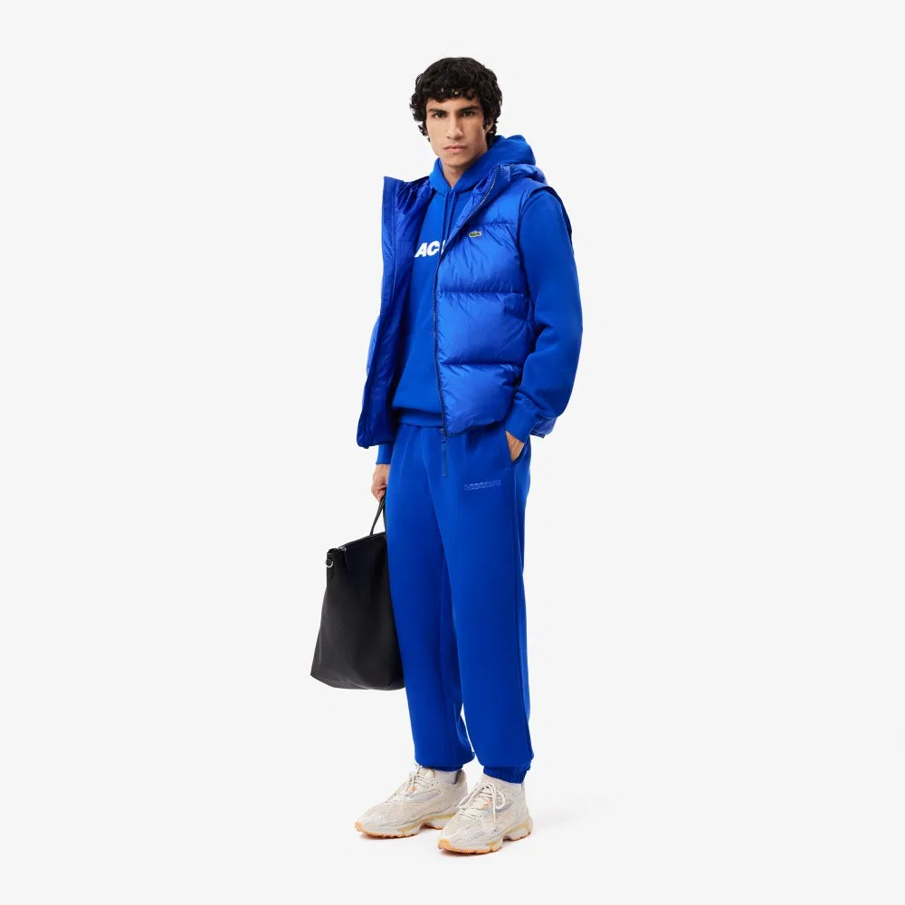 Мужская толстовка худи пуловер с надписью синяя от Lacoste — фото 4