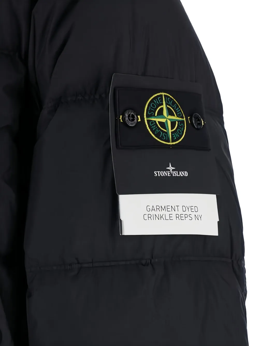 Пуховик на пуговицах Stone Island, черный — фото 3