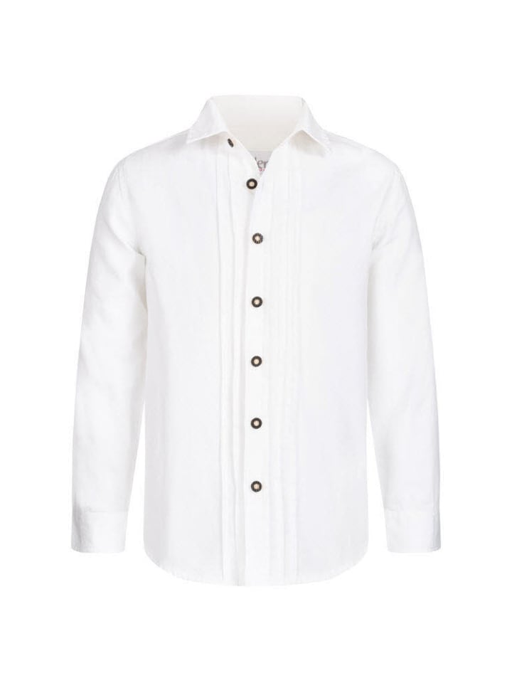 

Детская традиционная рубашка с длинными рукавами Йозеф белого цвета Nübler