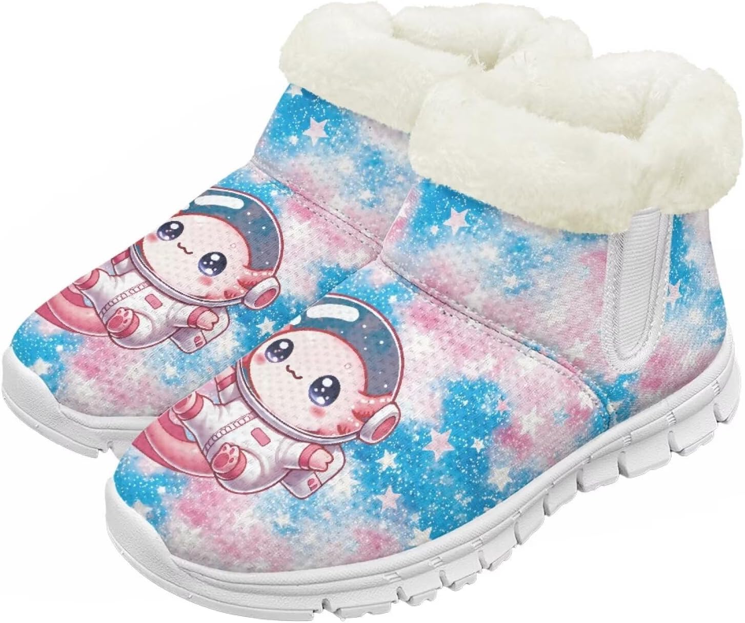 

Детские зимние сапоги для девочек, водонепроницаемые, противоскользящие, для холодной погоды, с искусственным мехом, походные ботинки Goronwyfloyd, Colorful Stars Axolotl