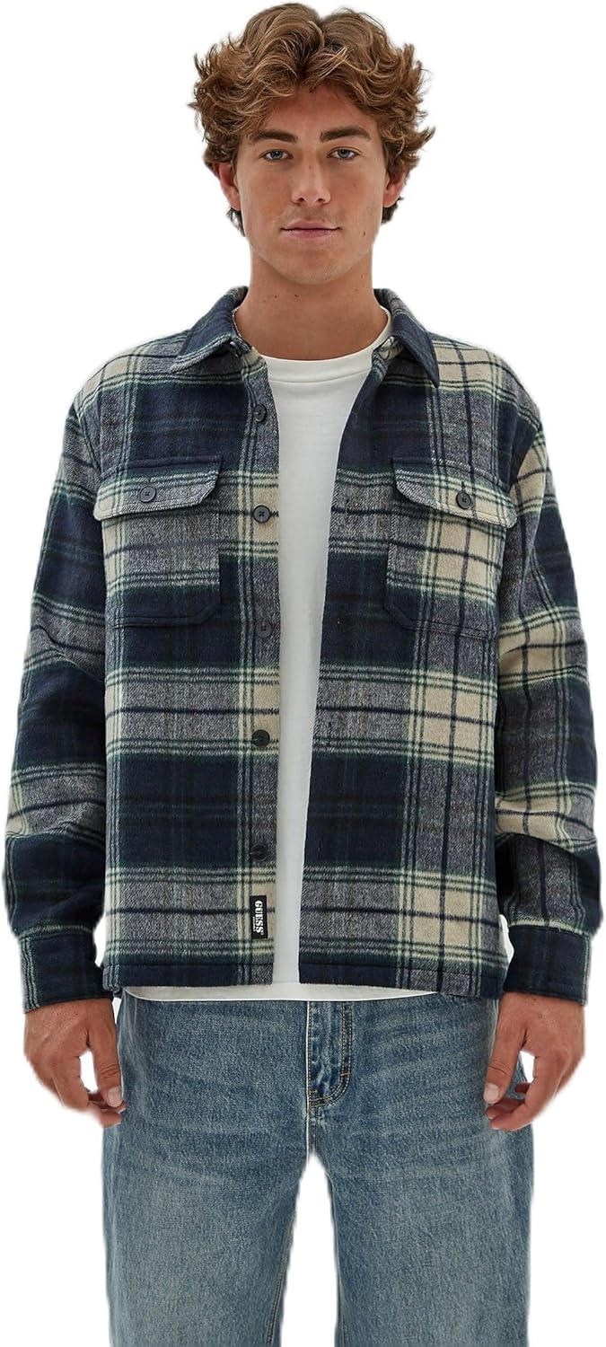 

GUESS Originals клетчатая оверсайт рубашка, Go Navy Plaid