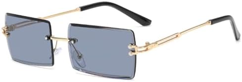 

Винтажные модные солнцезащитные очки 2026 года для женщин, без оправы, прямоугольной формы, с градиентным переходом цвета, защитой от УФ-излучения UV400, для летних путешествий generic, Gold Black