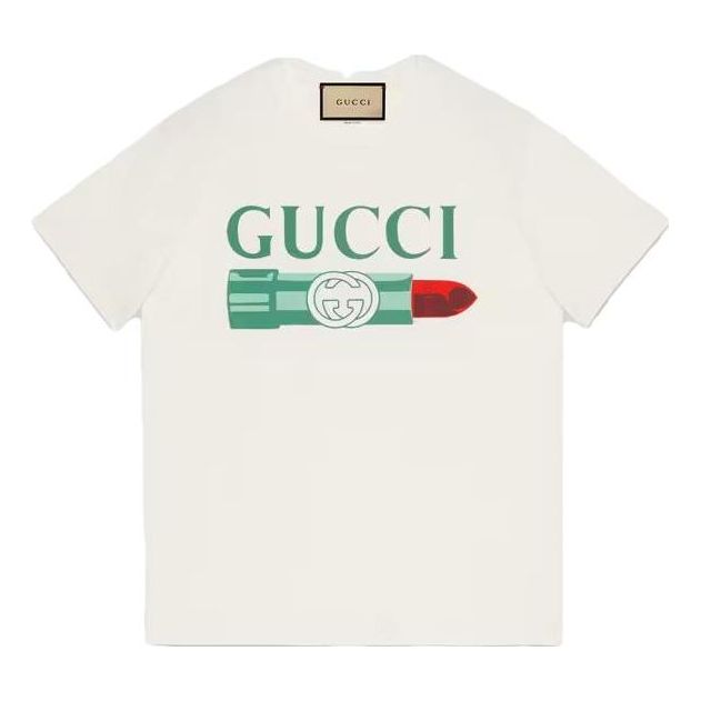

Футболка (WMNS) Gucci Lipstick Print Print Cotton T-Shirt 'White', белый