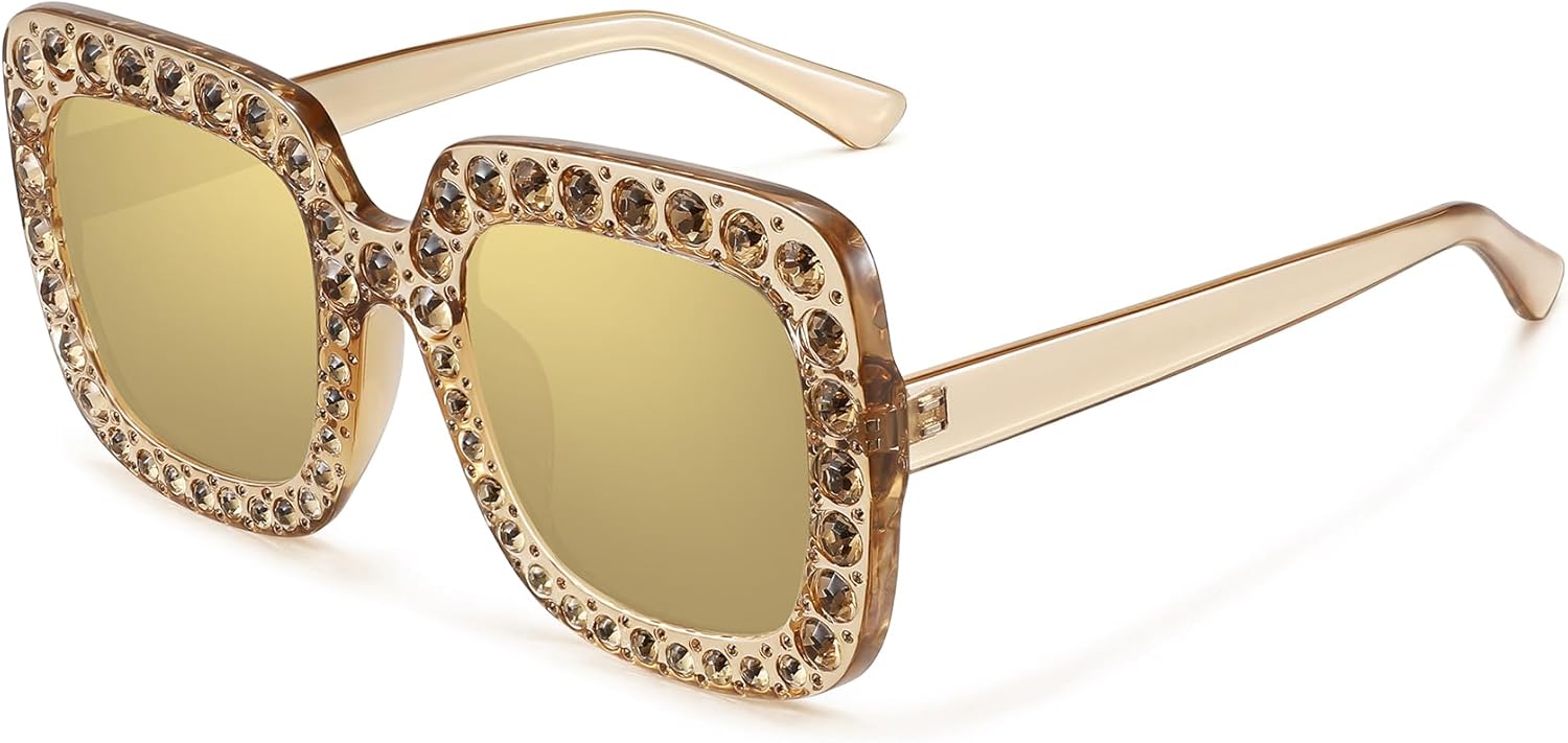 

Солнцезащитные очки MEETSUN Elton Square со стразами | Крупные блестящие очки для женщин в оправе с бриллиантами | Ретро 70-х для пляжа и дискотеки, Brown Frame/Brown Lens