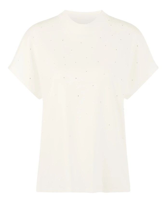 

Футболка с короткими рукавами, украшенная термоклеящимися стразами. Marc Cain, белый