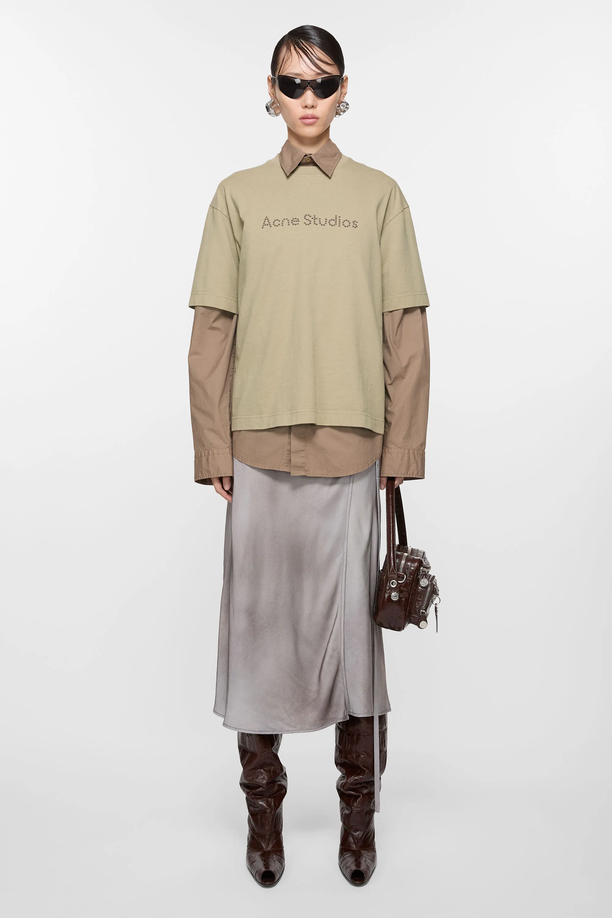

Атласная юбка с запахом Acne Studios, Multi grey