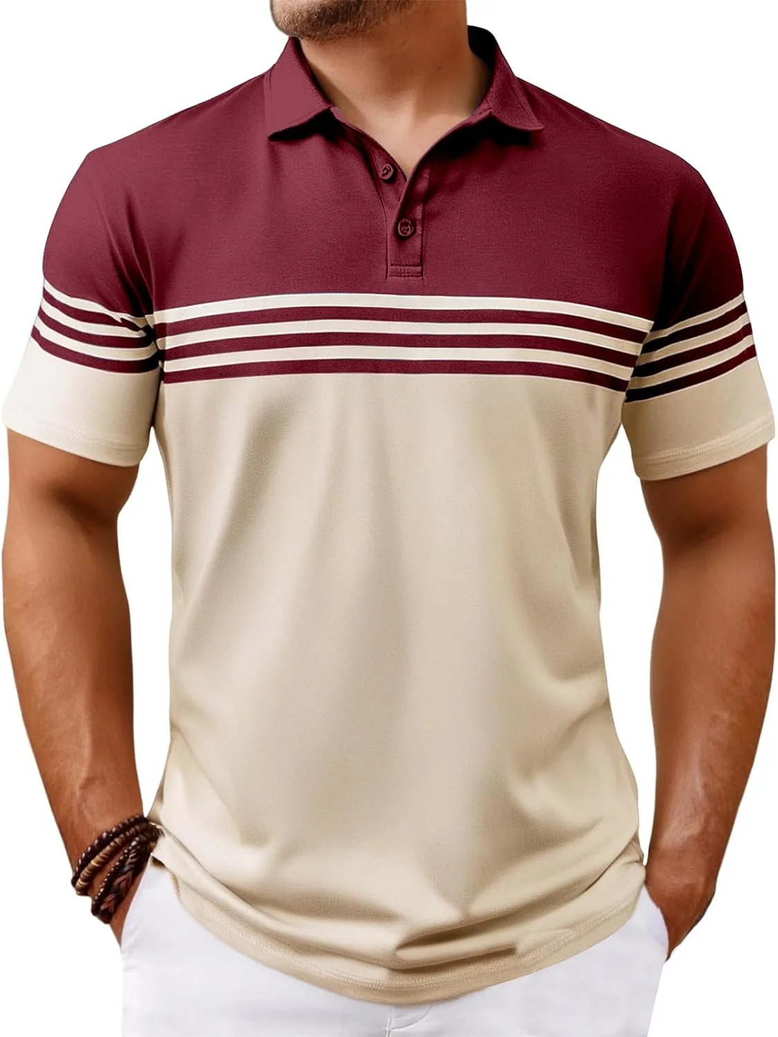 

Мужская поло с коротким рукавом и цветными блоками, легкая летняя evzosrz