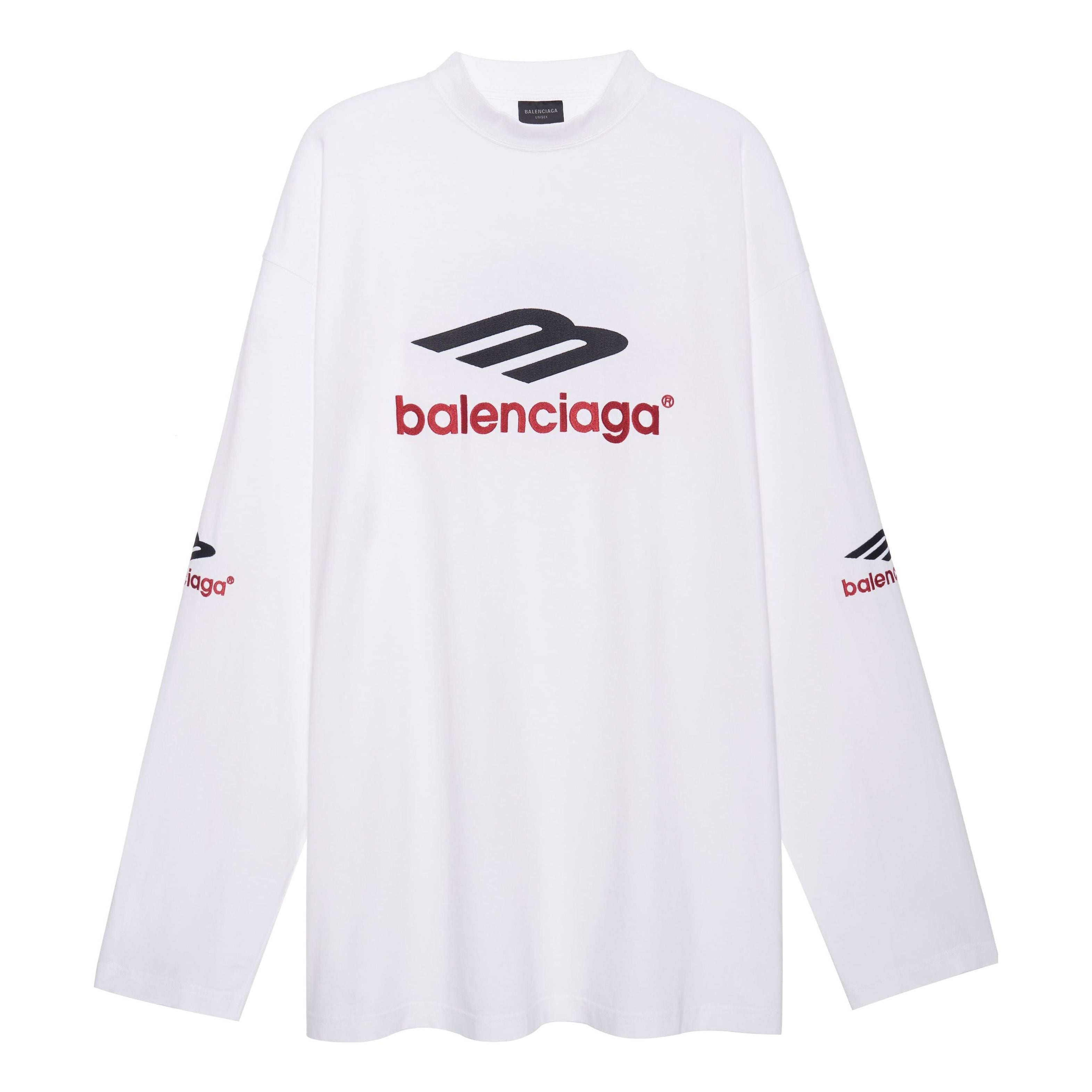

Футболка Balenciaga 3B Sports Icon Long Sleeve T-Shirt Oversized 'White Black Red' 720250TPVD79065, белый