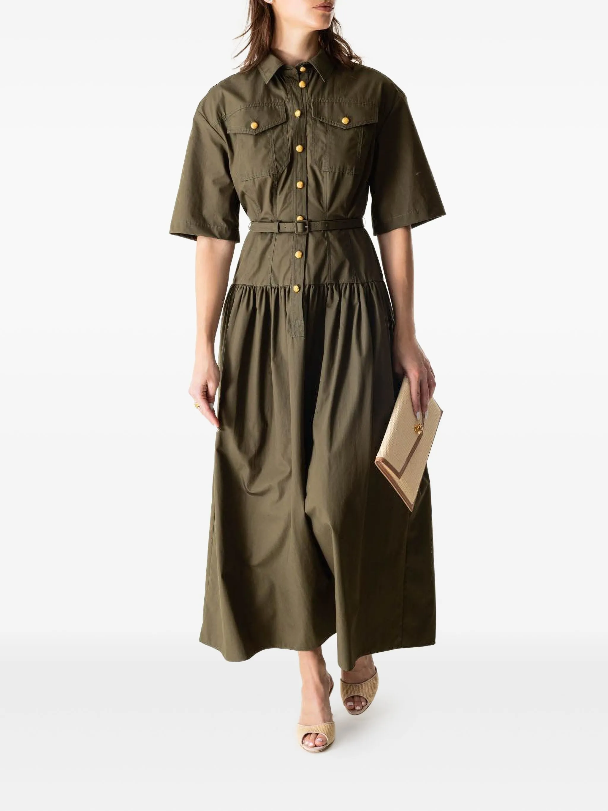 

Платье миди с поясом от Эди Adam Lippes, зеленый