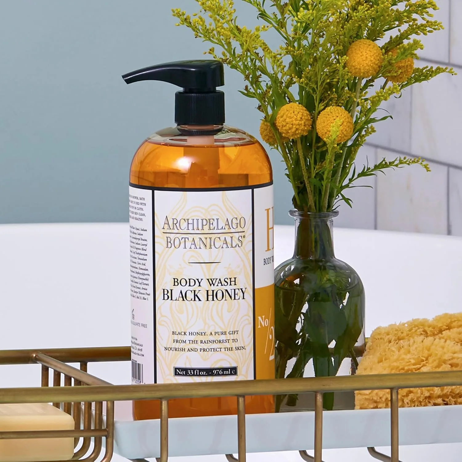 Гель для душа Archipelago Botanicals Black Honey, увлажняющий и питательный для ежедневного применения, без парабенов, фталатов и ГМО (955 мл) 976 мл, black — фото 3