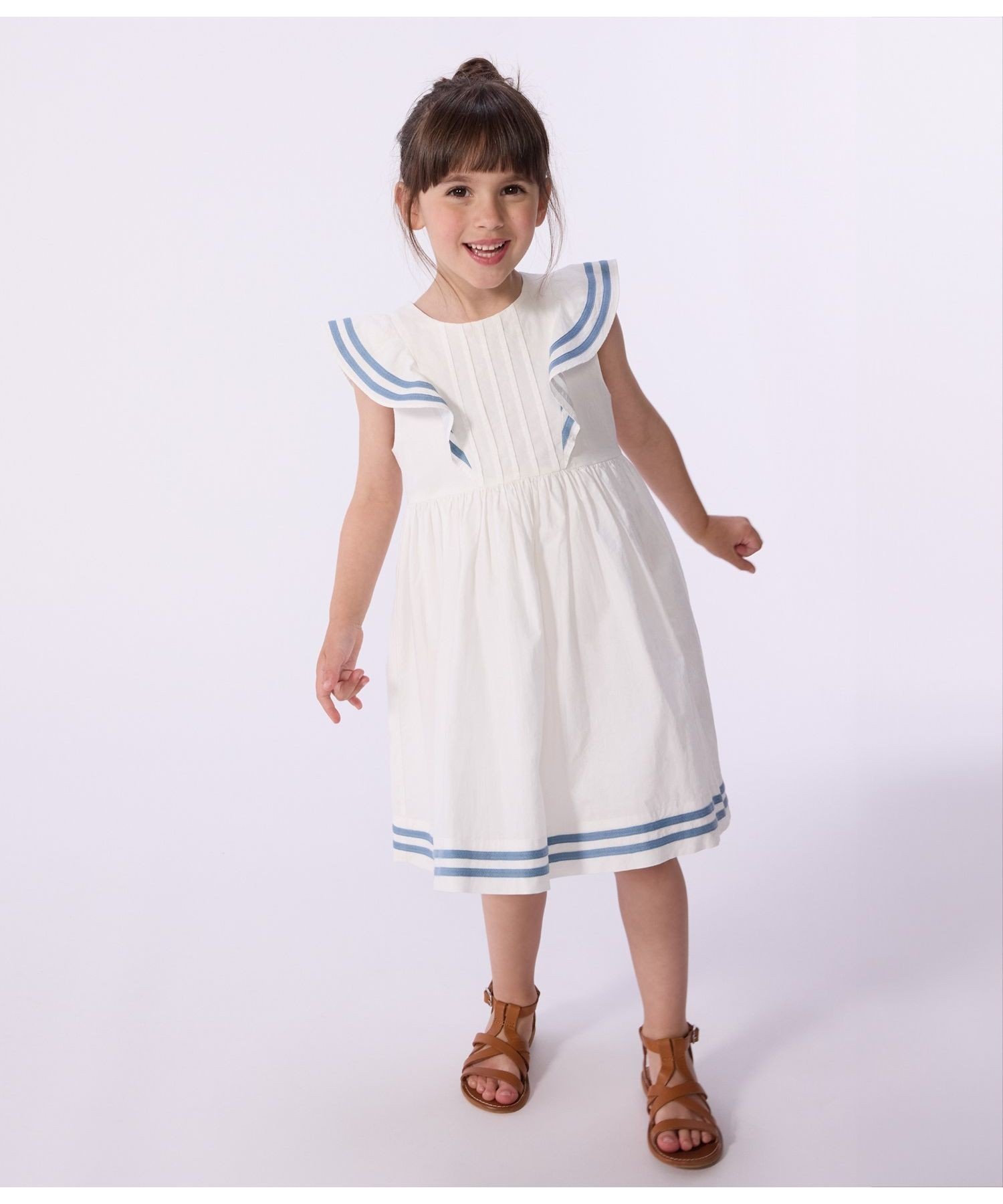 Платье из поплина PETIT BATEAU, Off white