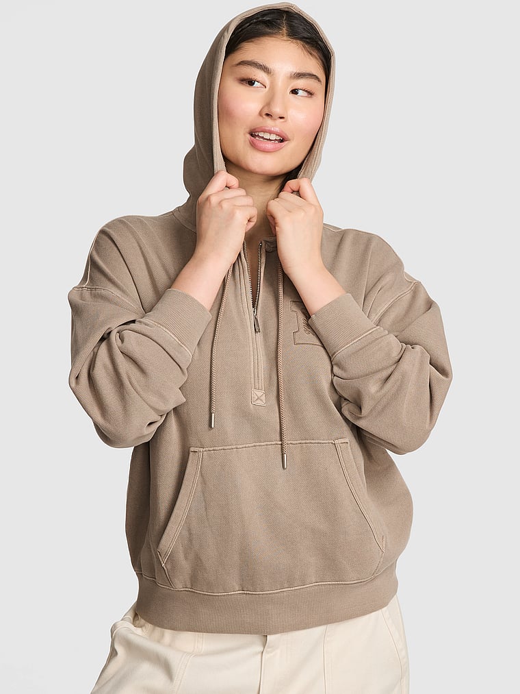 

Толстовка с капюшоном Ivy Fleece Campus с застежкой-молнией на половину длины Pink, iced coffee