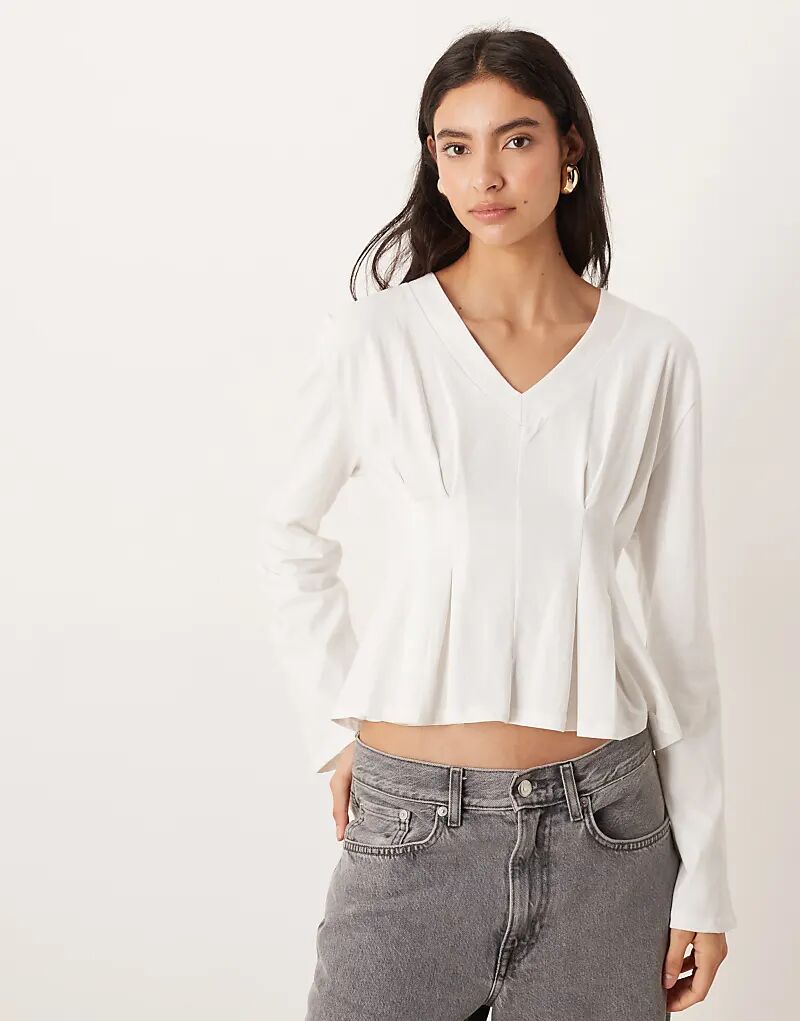 

Лонгслив ASOS DESIGN с длинными рукавами и завязкой на талии, белого цвета