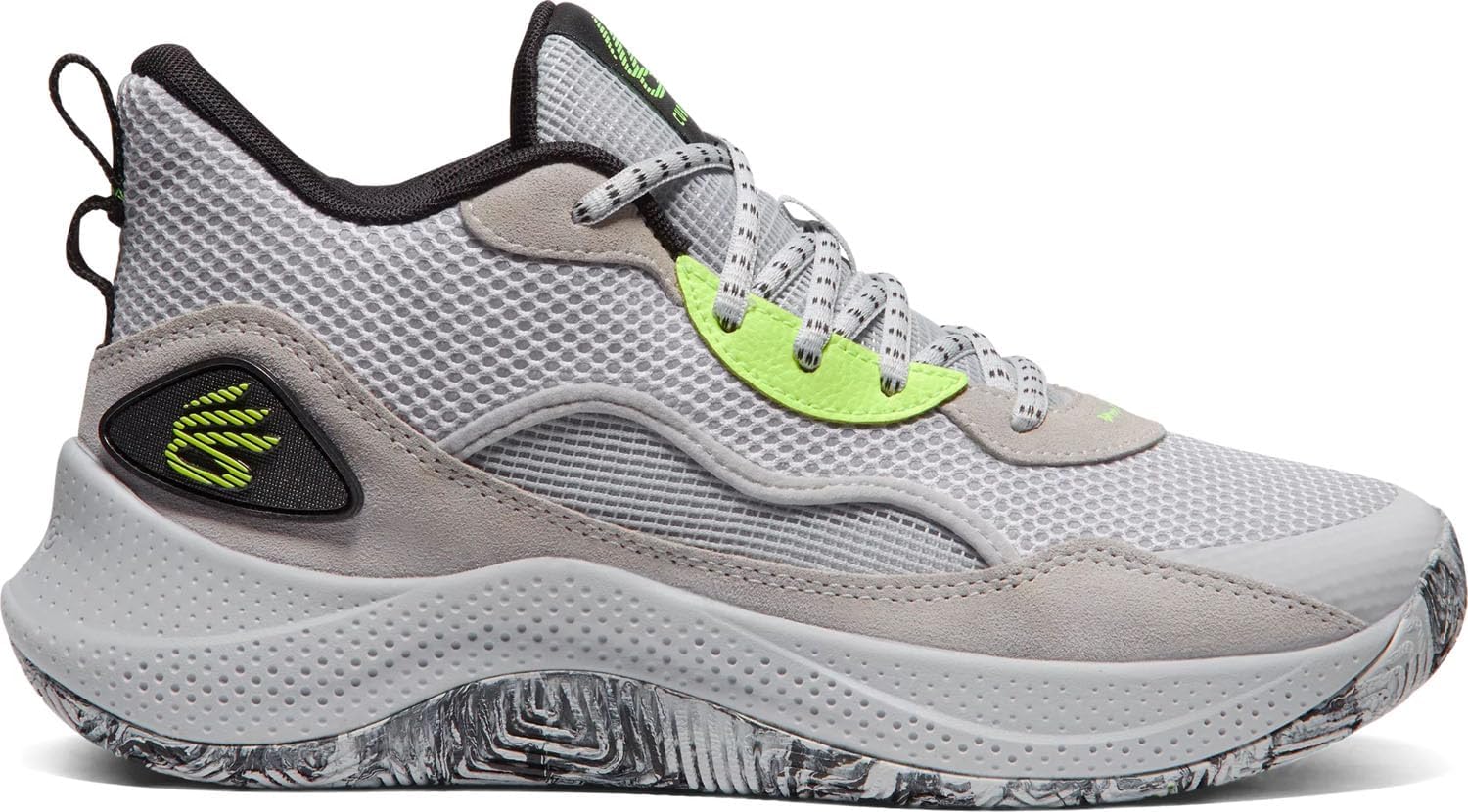 Кроссовки Under Armour Unisex-Adult Curry 3z Suede, (100) Halo Gray/Black/High Vis Yellow/2024 — фото 3
