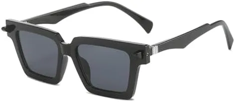 

Солнцезащитные очки 2027 Square Double Color для женщин, ретро-стиль с заклепками, солнцезащитные очки для мужчин с градиентным покрытием MTZJH, Black Gray