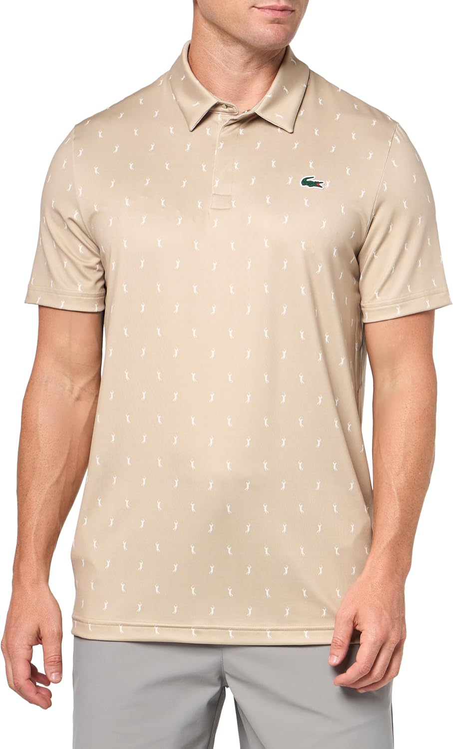 

Lacoste мужская поло для гольфа Regular Fit с защитой от ультрафиолета, Beige & White