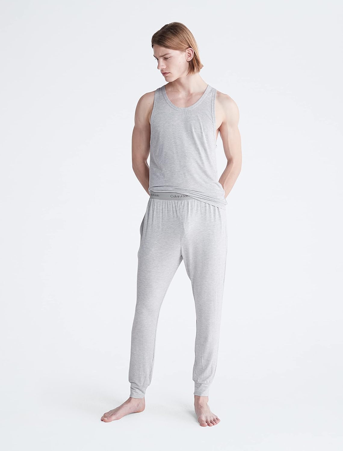 Мужские ультрамягкие современные джоггеры Calvin Klein из модала, Grey Heather — фото 4