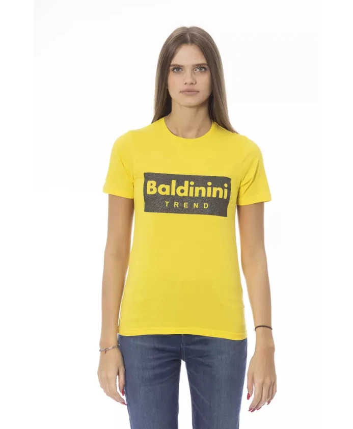 

Желтая хлопковая женская блузка, модный стиль. Baldinini, желтый