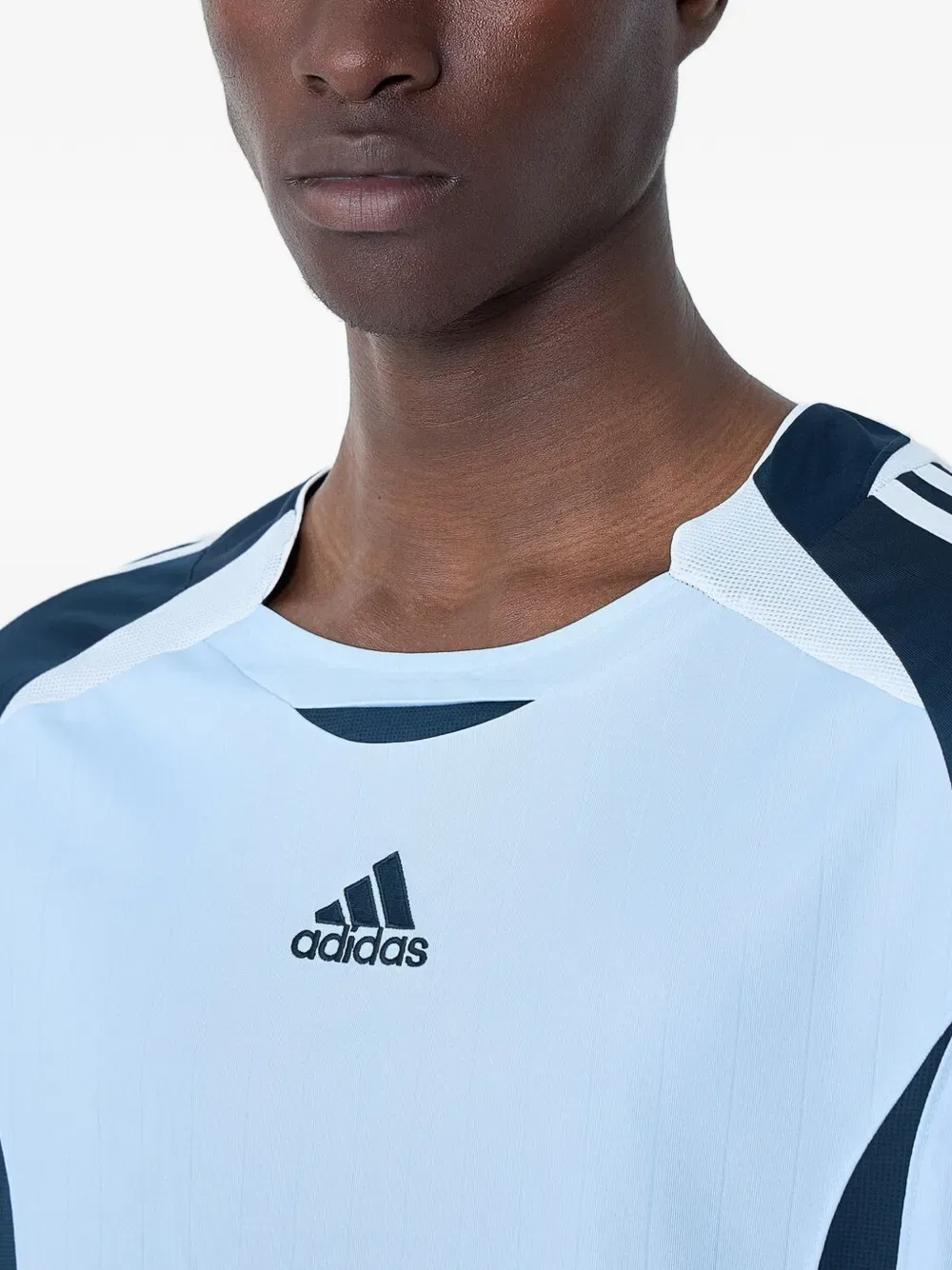 Футболка с круглым вырезом и вышитым логотипом Adidas, синий — фото 4