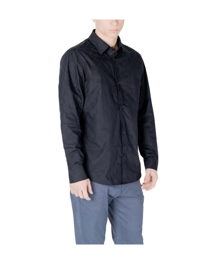 

Синяя хлопковая рубашка на пуговицах Armani Exchange, синий