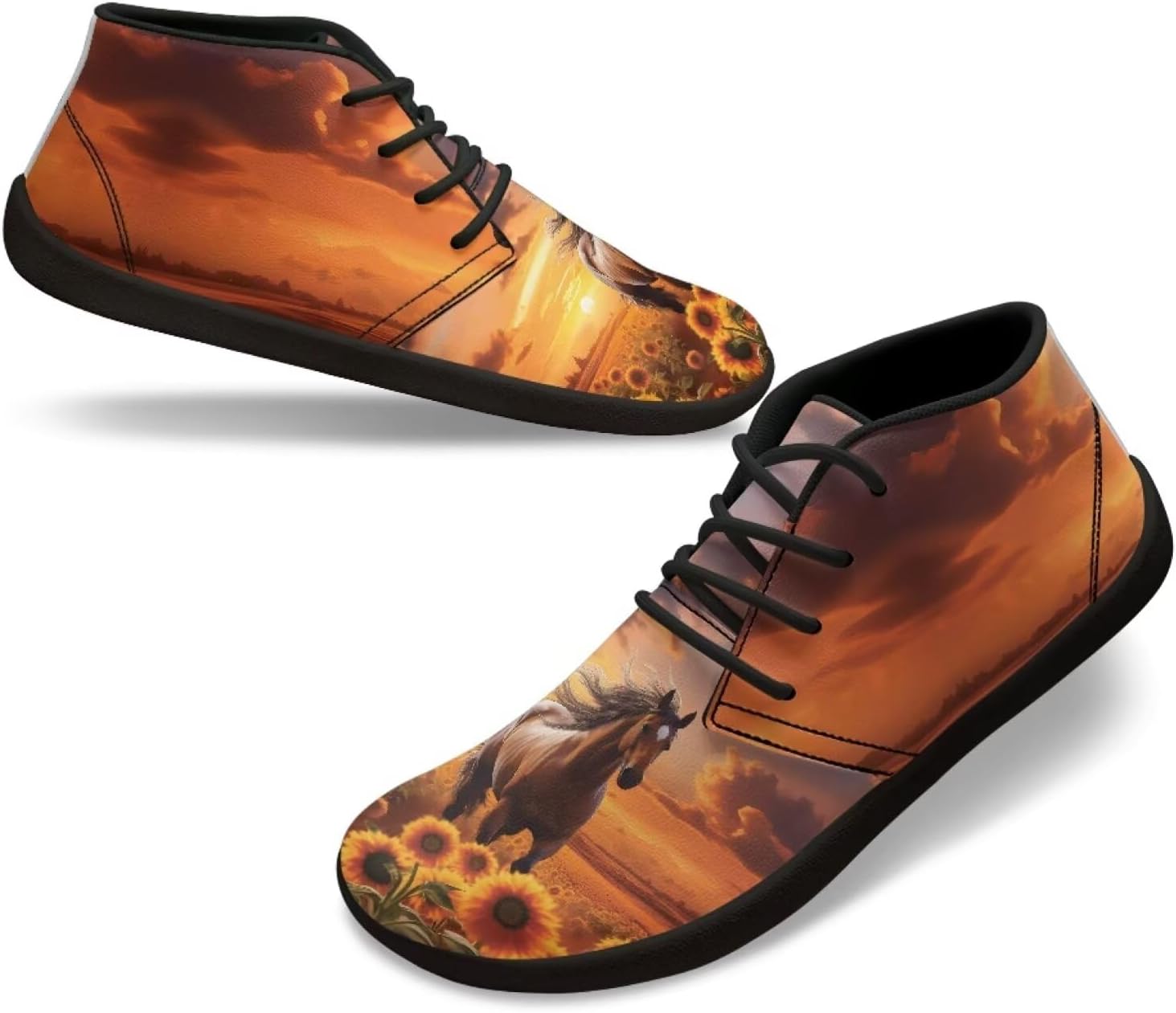 

Мужские кроссовки для ходьбы, походов, кемпинга с нулевым перепадом и противоскользящей подошвой Xixirimido, Sunflowers Running Horse