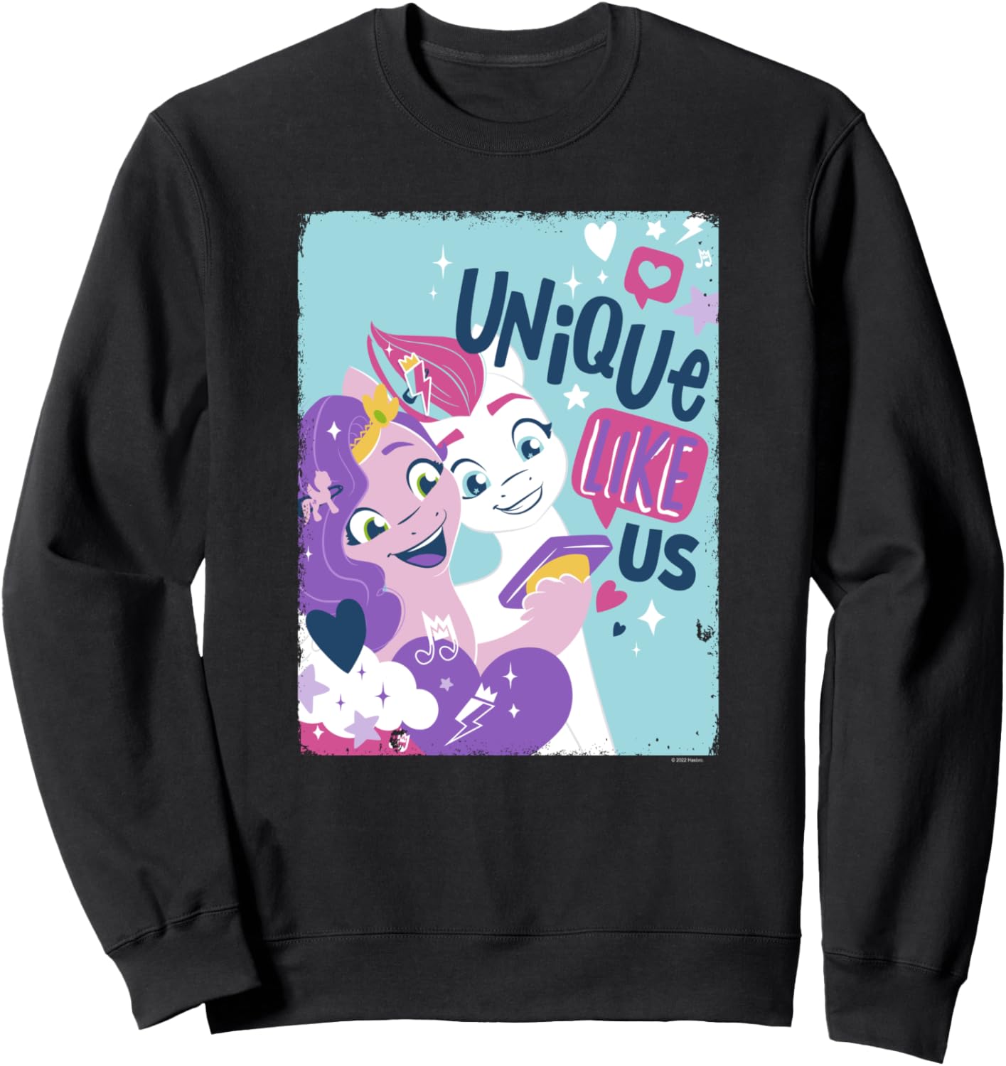 

Толстовка My Little Pony: A New Generation Zipp Storm and Izzy Moonbow, черная (black 19-3911tcx)