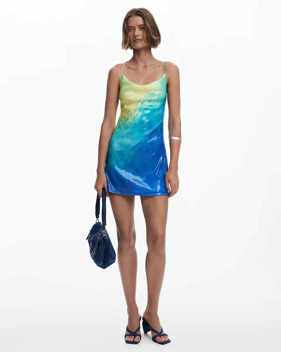 

Короткое платье с перекрещивающимися бретелями Desigual, синий