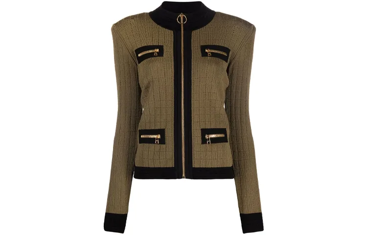 BALMAIN Куртка Women's Brown Stand Collar Moderate Others — фото 3