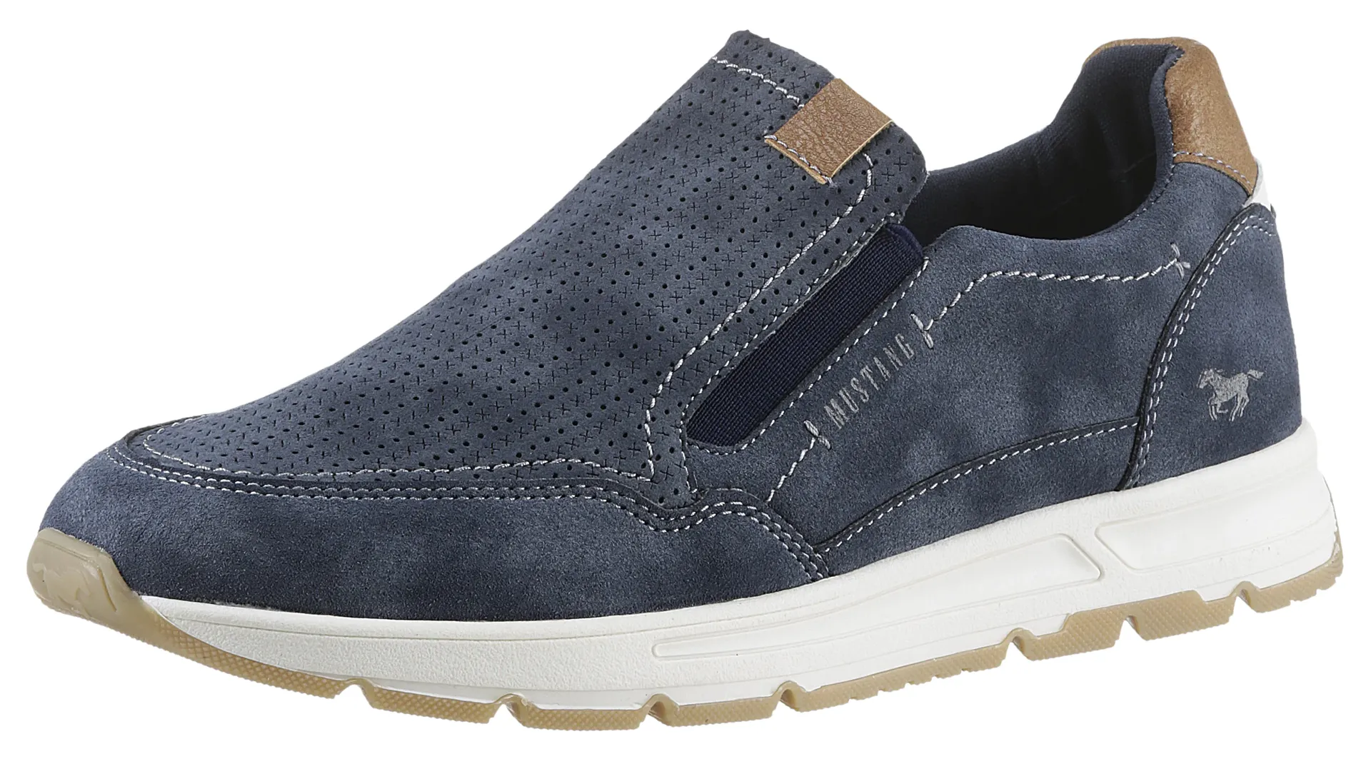 

Кроссовки-слипоны Mustang Shoes, повседневная обувь, тапочки, полуботинки удобной ширины G (= широкий), синий