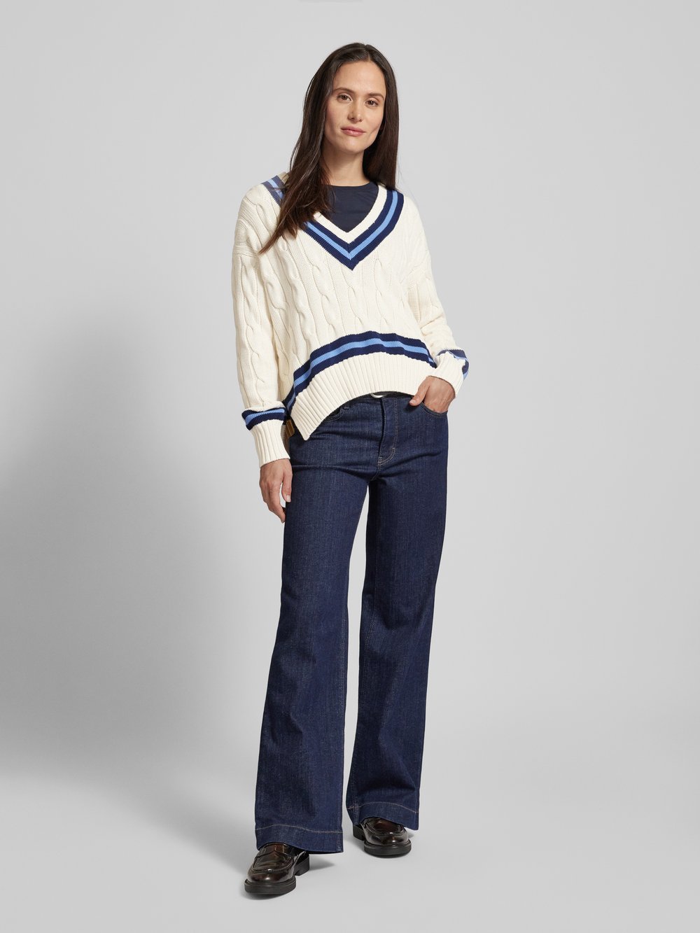 

Вязаный свитер с косами, модель «CRICKET» Polo Ralph Lauren, экрю