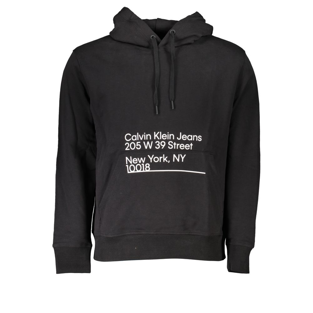 

Элегантная хлопковая толстовка с капюшоном и логотипом Calvin Klein, черный