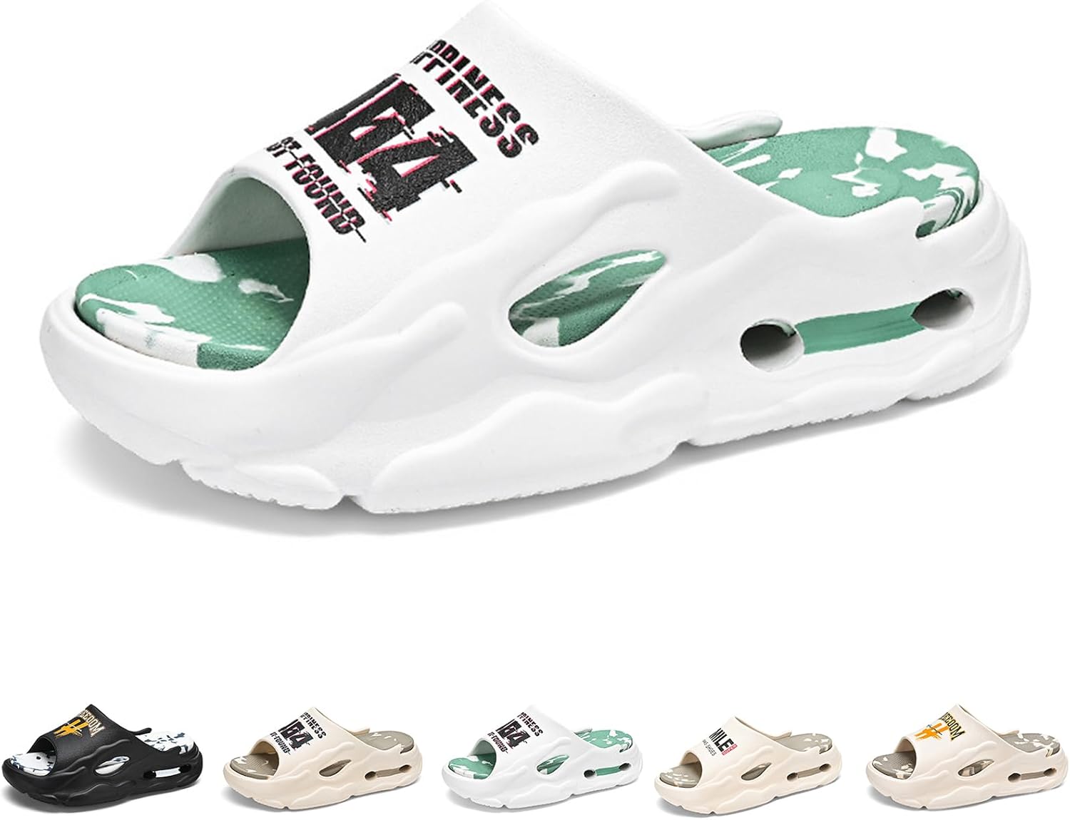 

Мужские модные стильные шлепанцы с открытым носком, дышащие, с мягкой толстой подошвой, удобные, нескользящие, прочные с EVA подошвой, мужская обувь Gezolligheid, белый