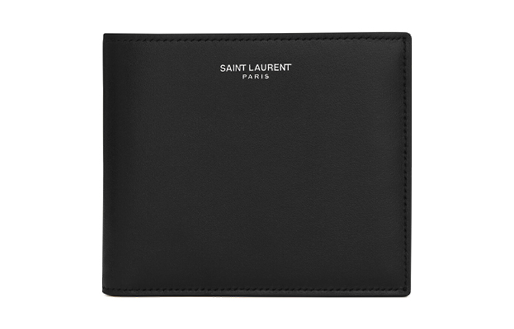 

SAINT LAURENT Гладкий кожаный кошелек для мужчин Black