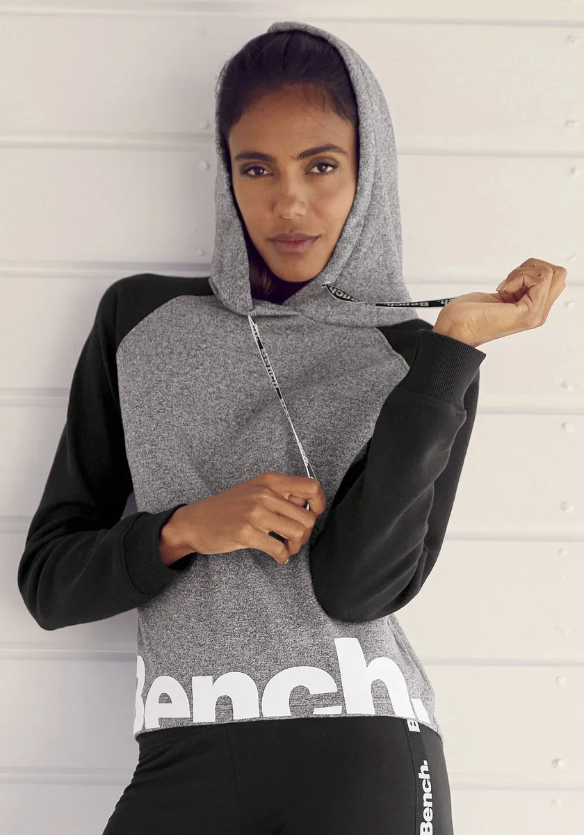 

Bench Толстовка с капюшоном Loungewear, контрастными рукавами и принтом логотипа, костюм для отдыха, толстовка с капюшоном Bench Loungewear, черный
