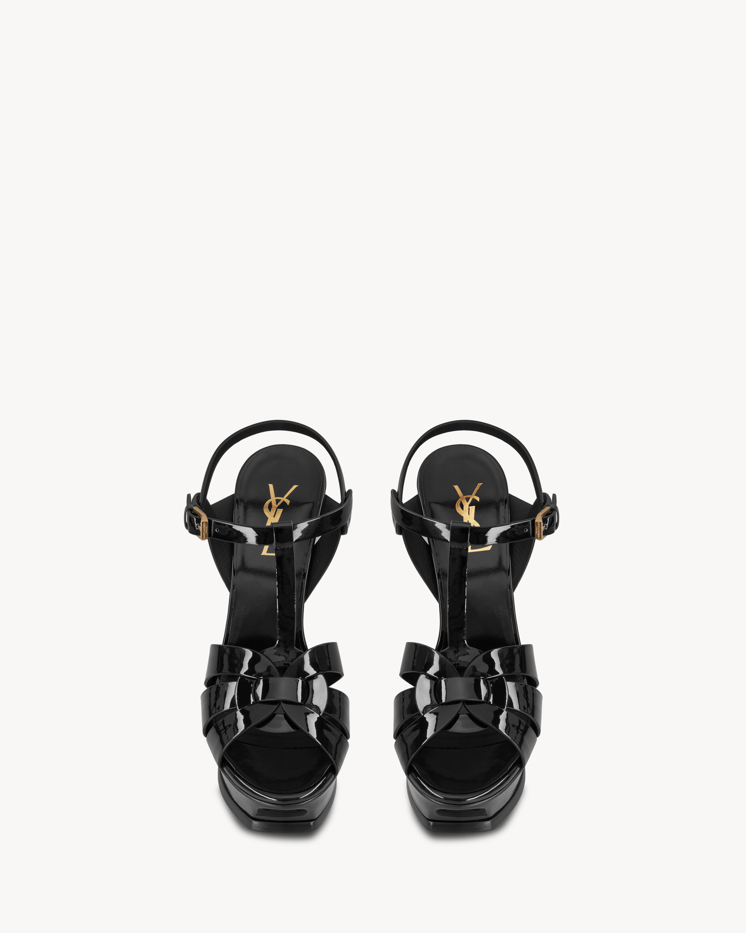 Босоножки TRIBUTE на платформе из лакированной кожи Saint Laurent, черный — фото 2