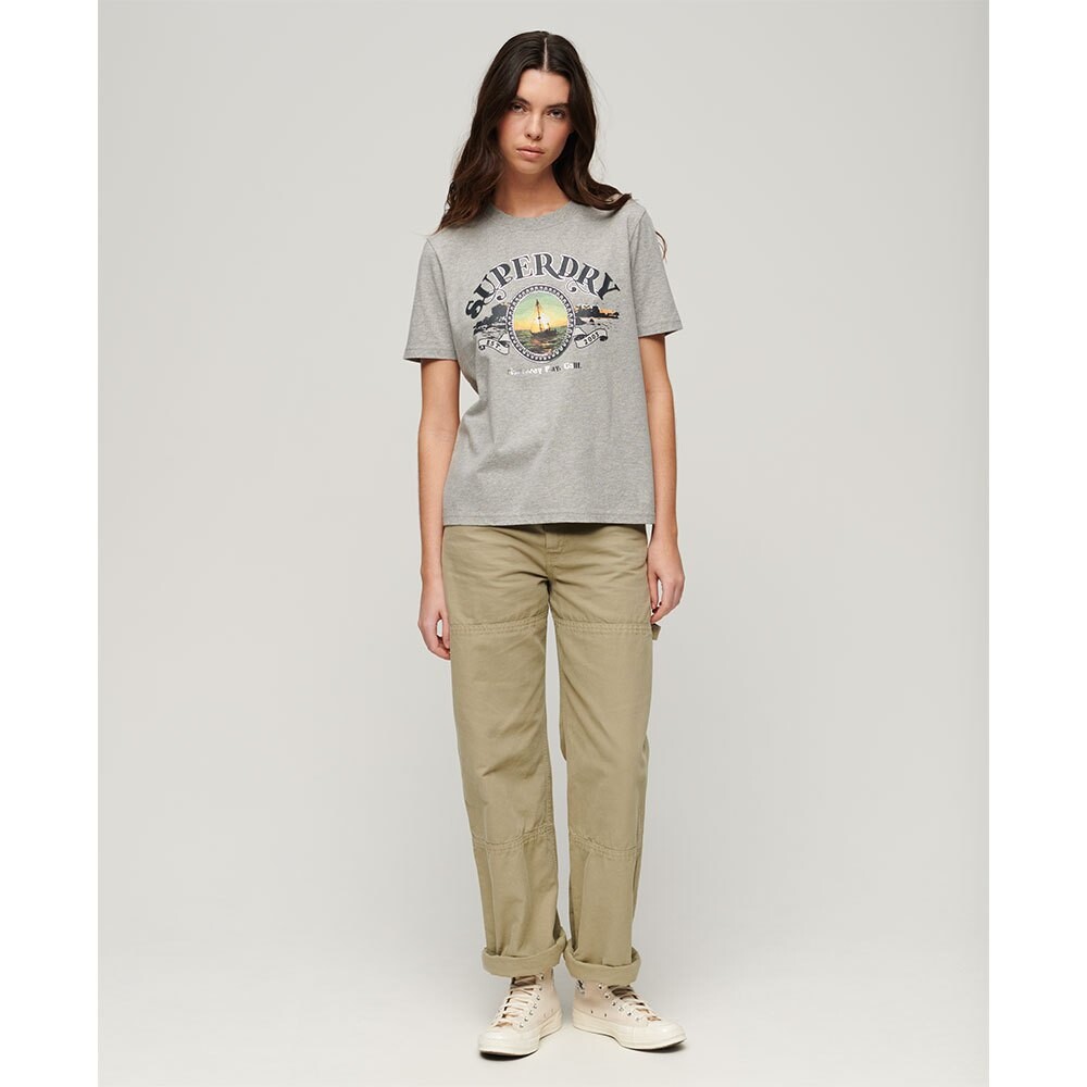 Футболка с коротким рукавом Superdry Travel Souvenir Relaxed, бежевый — фото 3