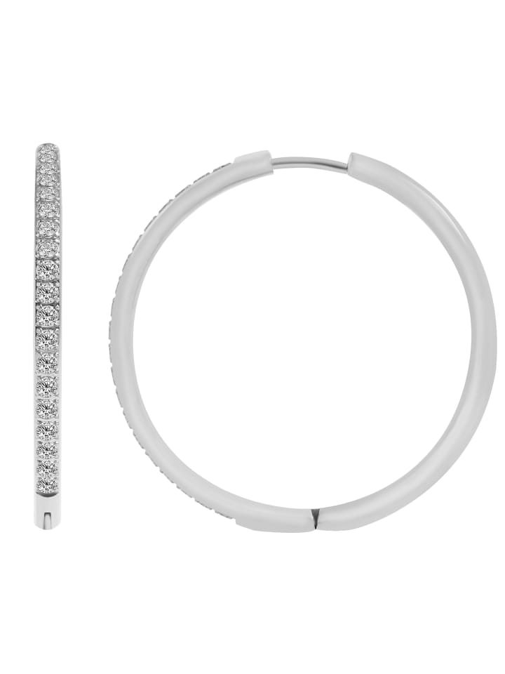 

Adeliás Женские серьги - серьги-кольца на шарнирах из нержавеющей стали со стразами серебристого цвета