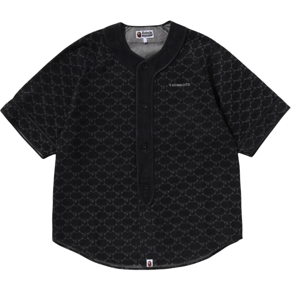 

Bape College Monogram бейсбольная джинсовая рубашка с коротким рукавом A BATHING APE, черный