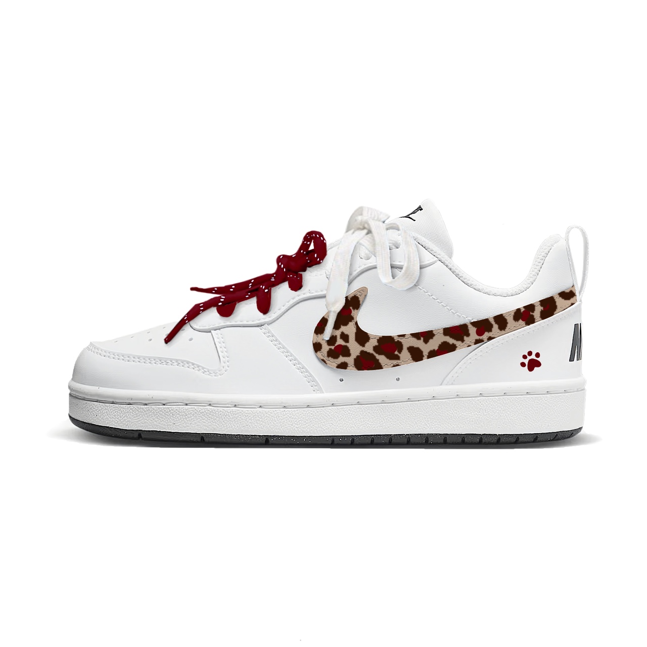 

Nike Court Borough Fortune Leopard Shelter Low top Детские скейтбординг кроссовки Белые Коричневые Подростковые