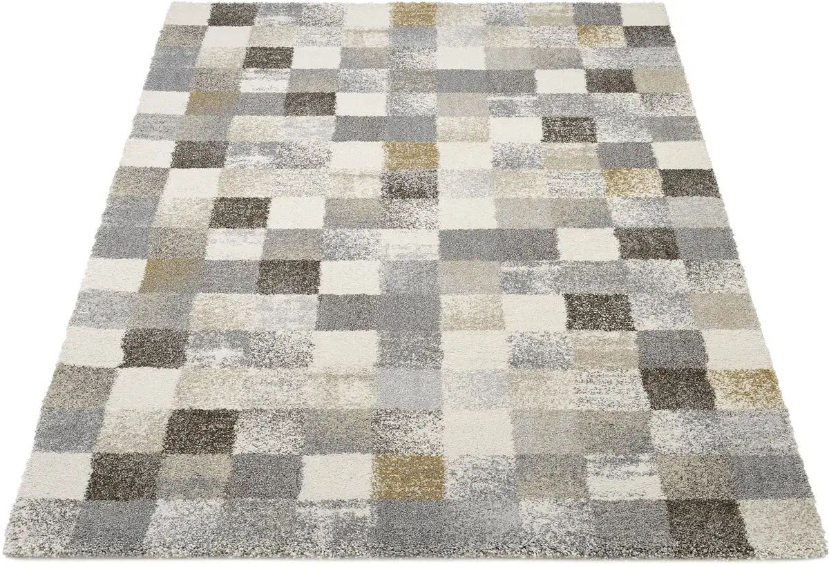 

OCI THE CARPET BRAND "NEW VILLA SQUARES" ковер, прямоугольный, мелкая клетка, крапчатый, гостиная OCI Die Teppichmarke 200х290 см, серый/кремовый