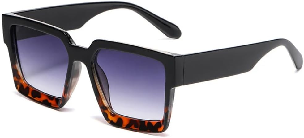 

Солнцезащитные очки для мужчин и женщин - защита UV400 - увеличенные прозрачные градиентные линзы в стиле панк для занятий спортом на открытом воздухе и вождения DSVIGF, Black Leopard Gray