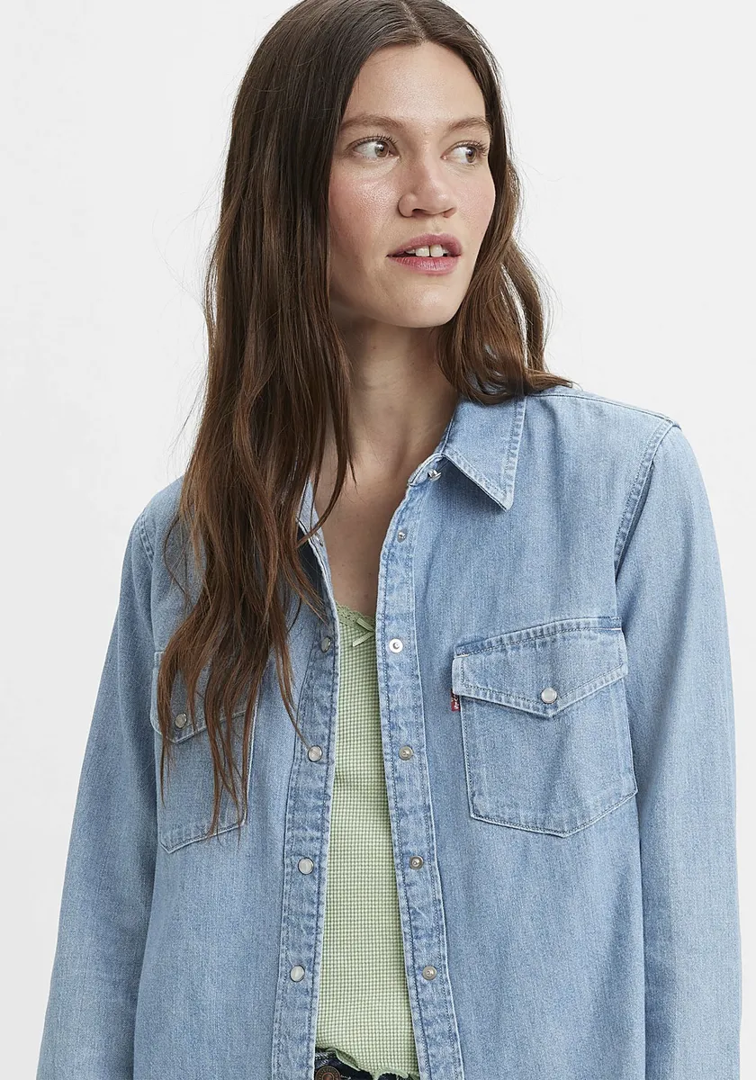 Джинсовая блузка Levi's "ESSENTIAL WESTERN", с нагрудными карманами на кнопках, синий — фото 4
