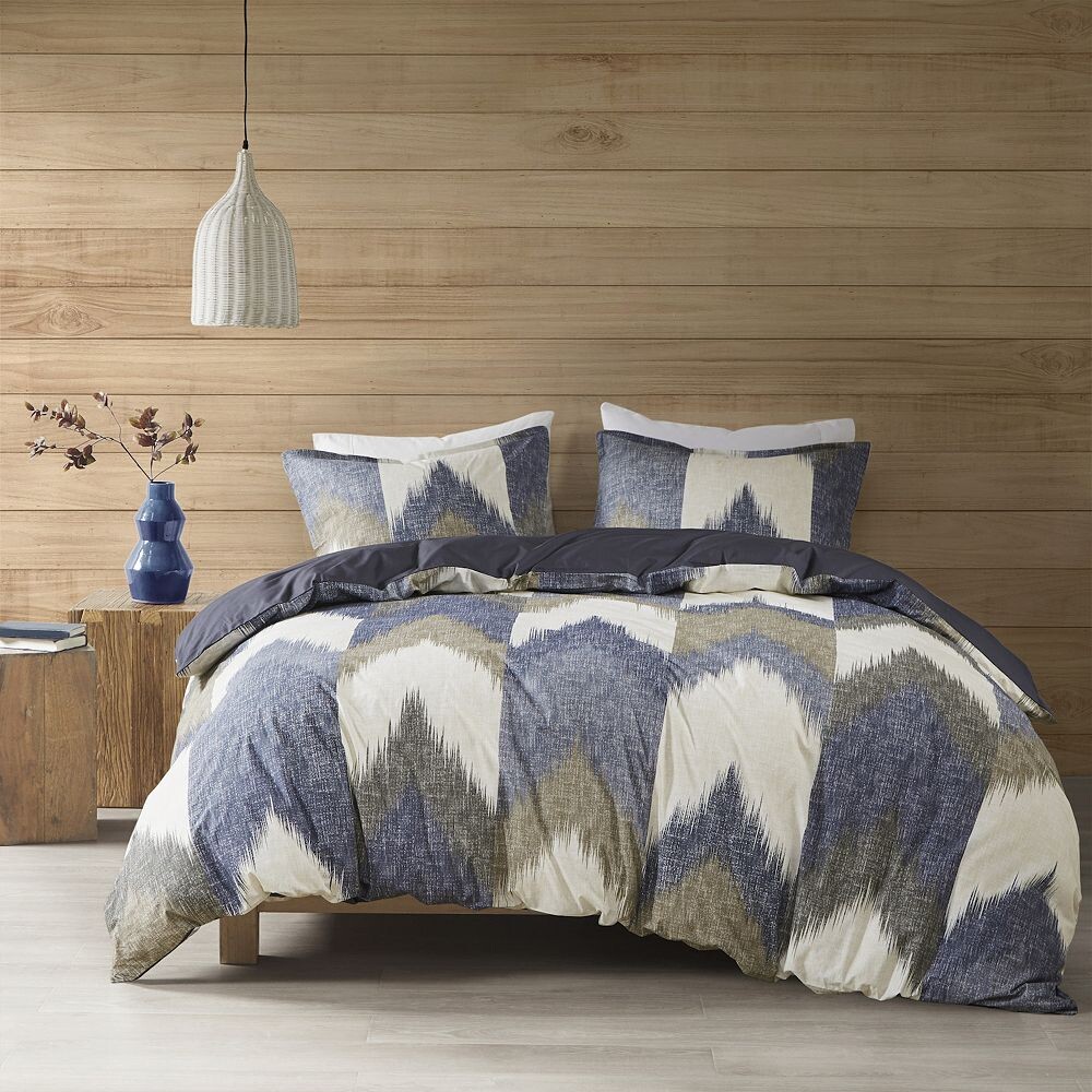 

INK+IVY Alpine Комплект из 3 хлопковых пододеяльников с накладками, темно-синий