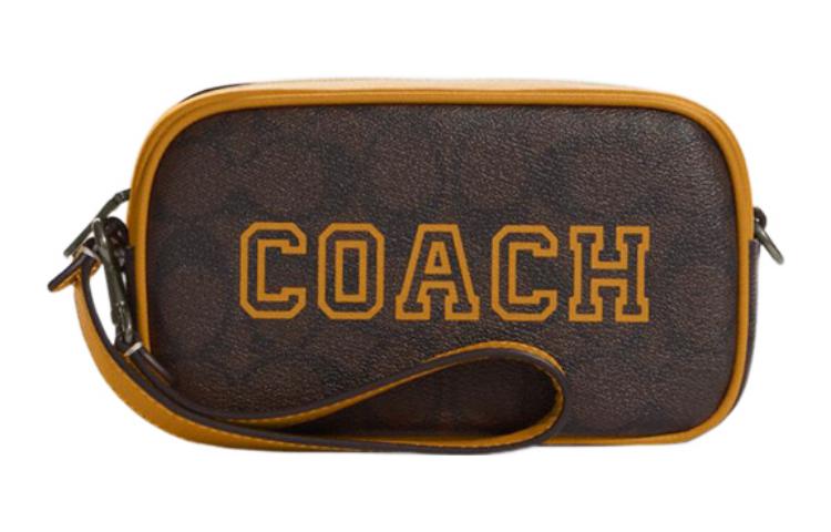 

COACH Сумка-клатч Jamie из искусственной кожи, женская, коричневого и лютикового цветов