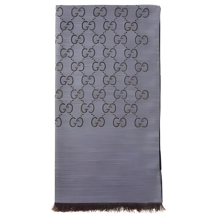 Шарф Gucci GG Logo Wool Silk, темно-серый — фото 2