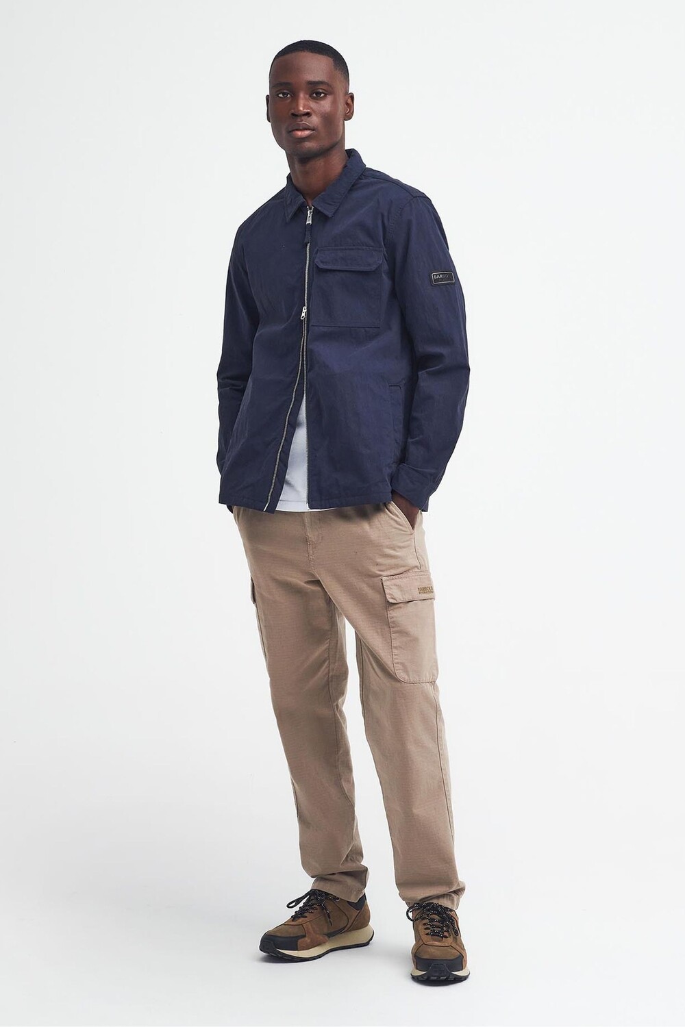 

Рубашка персикового цвета с розовым лабиринтом Barbour International, синий