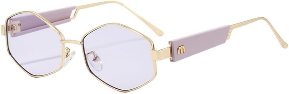 

Солнцезащитные очки неправильной формы для женщин и мужчин в стиле ретро-панк с металлической оправой, солнцезащитные очки с защитой от УФ-излучения UV400 LANGSER, Purple Purple