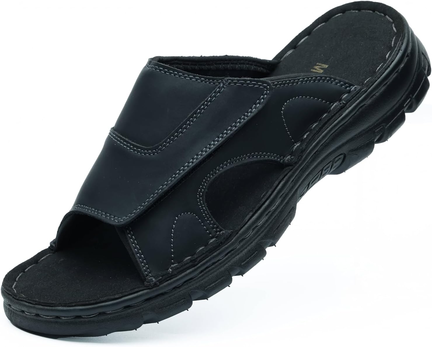 

Мужские кожаные сандалии MGGMOKAY, удобные сандалии с противоскользящей подошвой и регулируемыми ремнями, черный